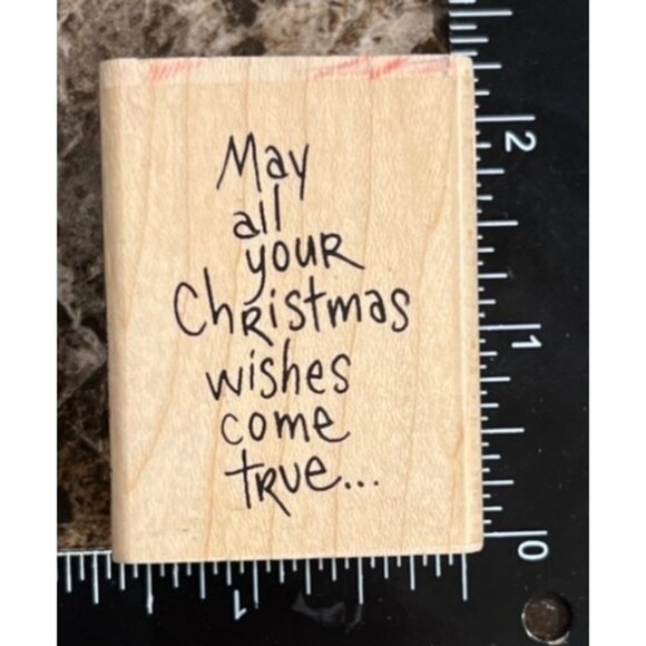 "Christmas Wishes Come True" Stampendous Wood Mounted Rubber Stamp E209 - Picture 1 of 4